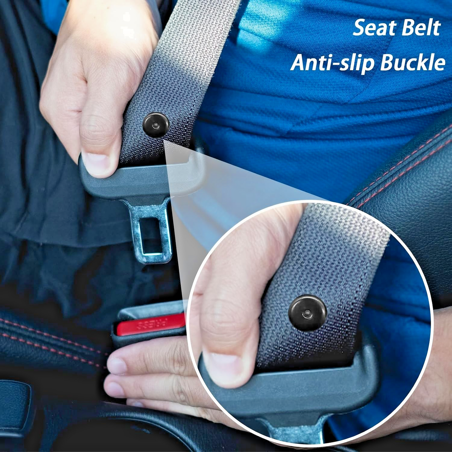 Seat Belt Buckle Stopper Black Adjuster Button Universal Fitment 5 sets = 10Pcs.16