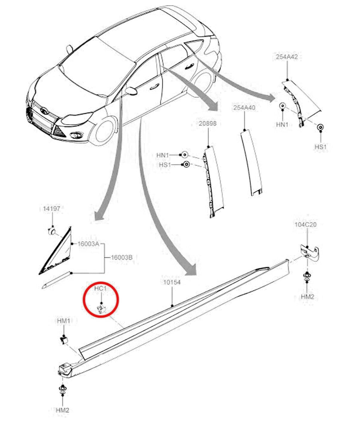 Ford Focus MK3 Side Skirt Cover Clips Sill Moulding Clip 1692599 10x Qty RS - ST5