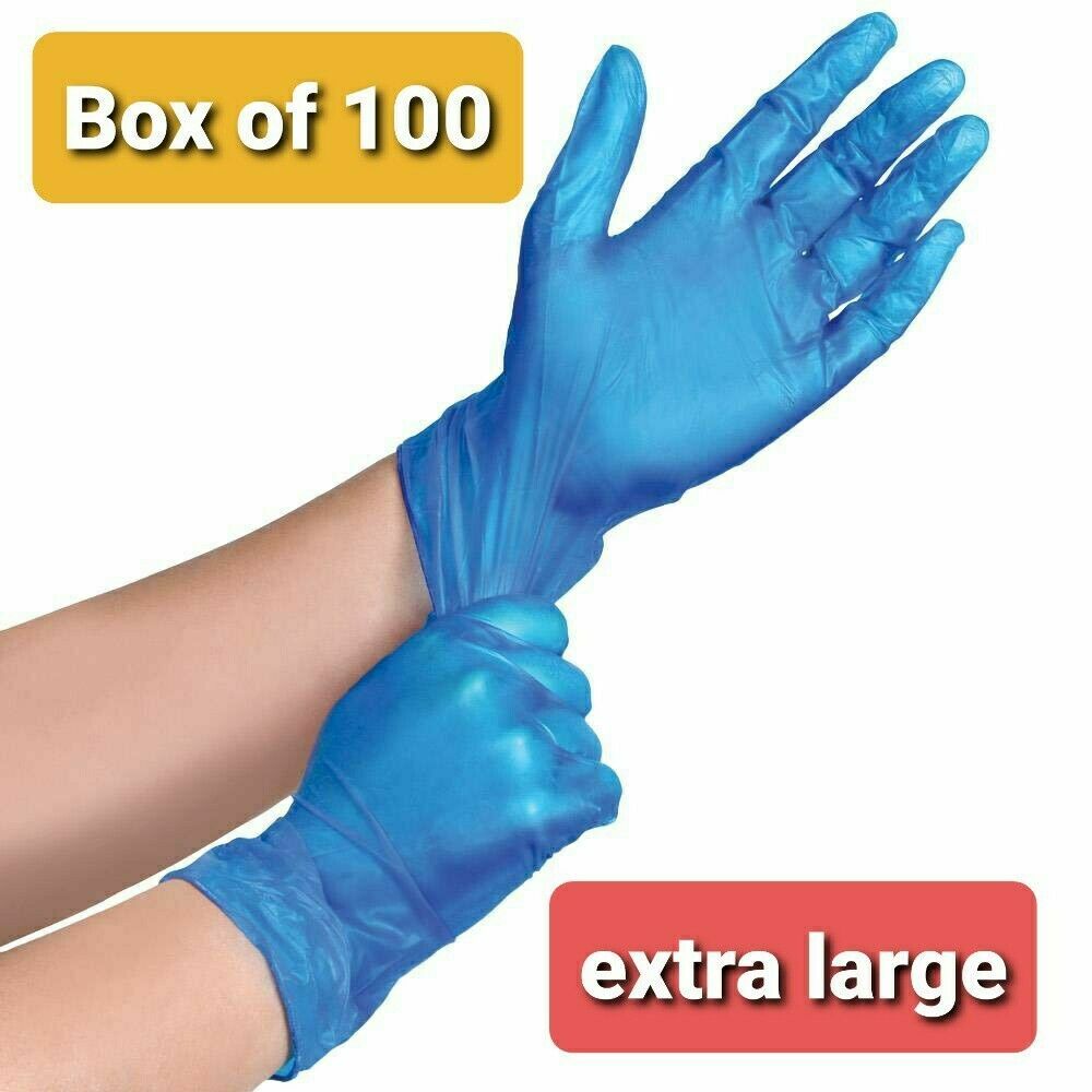Blue Vinyl Multi Purpose Gloves Powder Free Blue 100 XL 4