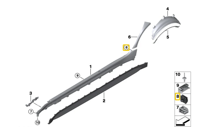 BMW Side Skirt Sill Cover Retainer Clip - 3 Series G20 G21 G28 G80 G81 - 10 PCS.4