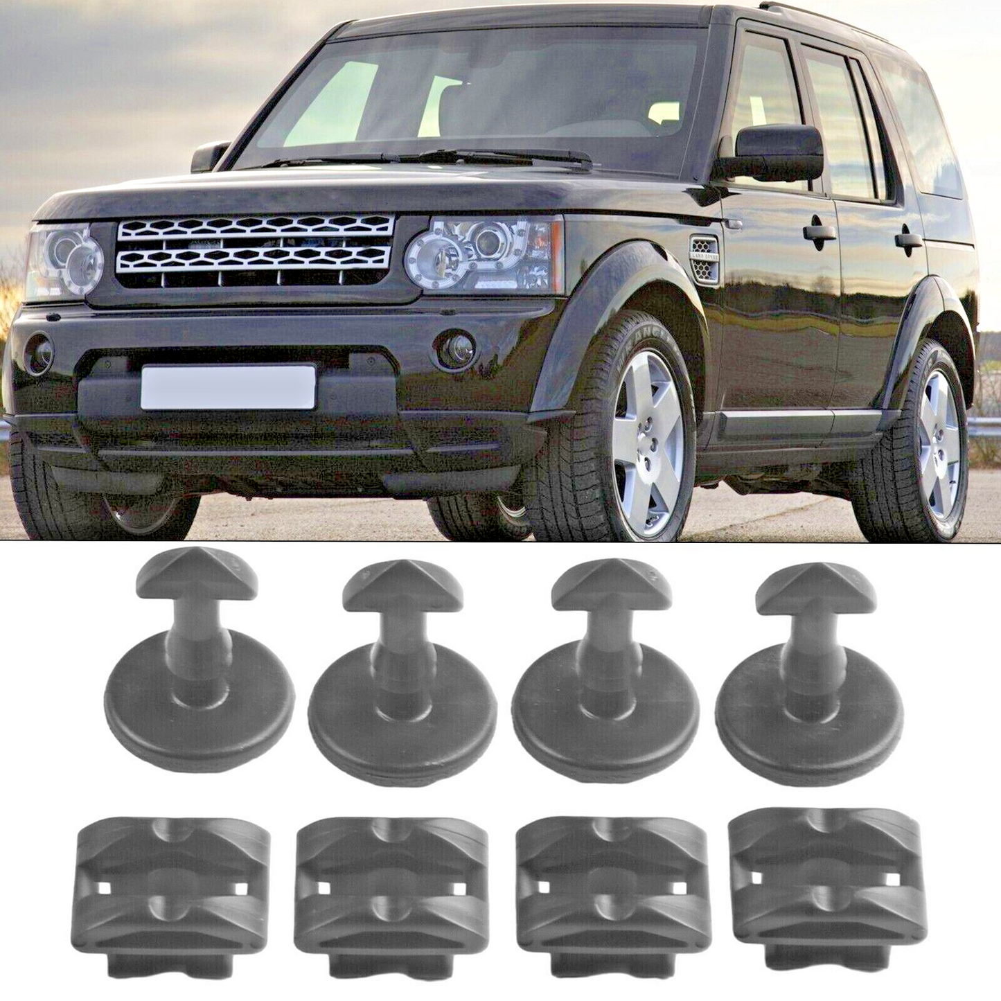Land Range Rover Bumper Tow Cover Twist Bolt & Receiver x4 Sets DYR & DYF 50001023