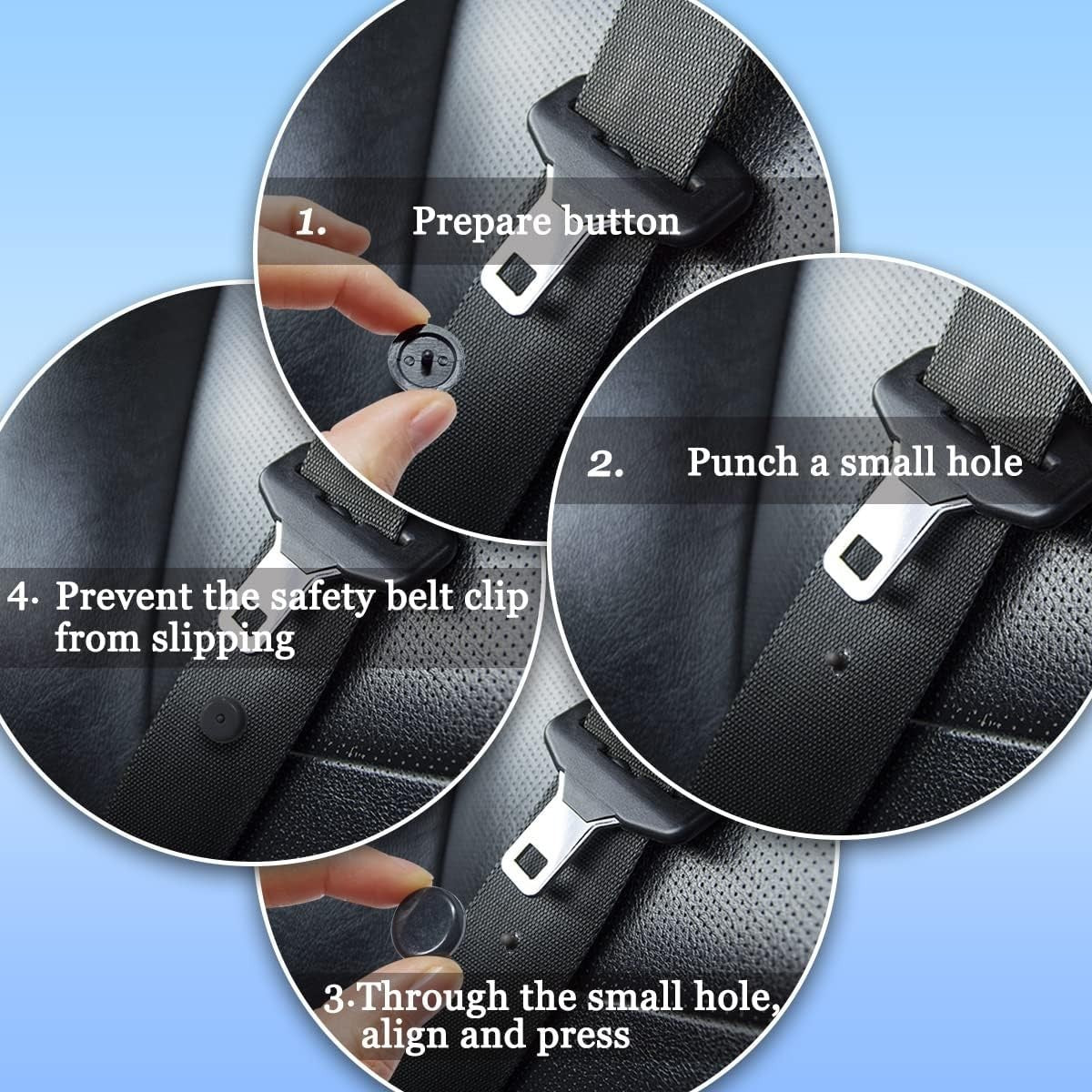 Car Van Truck Seat Belt Buckle Stopper Clip 10pc Black Universal Adjuster 5 Sets7