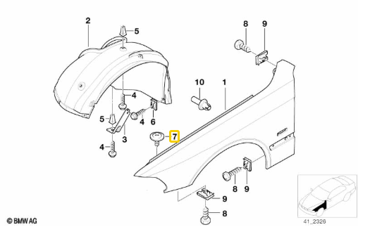 BMW Torx Screw Metal Front Wing Panel Fastener Bolt 3 5 7 8 Series 1989-2003 x1512
