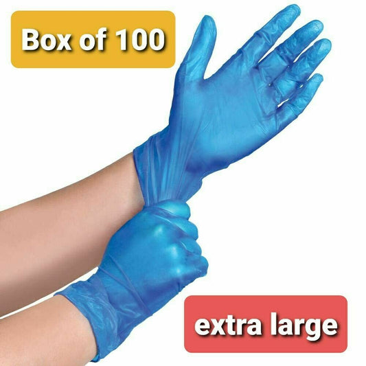 Blue Vinyl Disposable Chefs Gloves Powder Free Blue 100 XL0