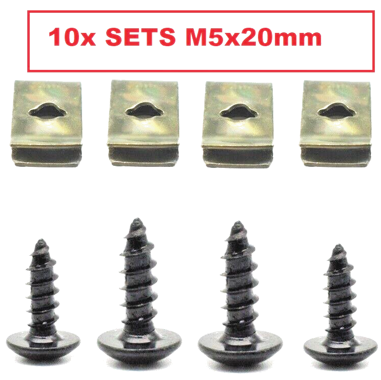 Bodywork Undertray Splashguard Speed Fastener Self Tapping Screws U Clips 10 Set1