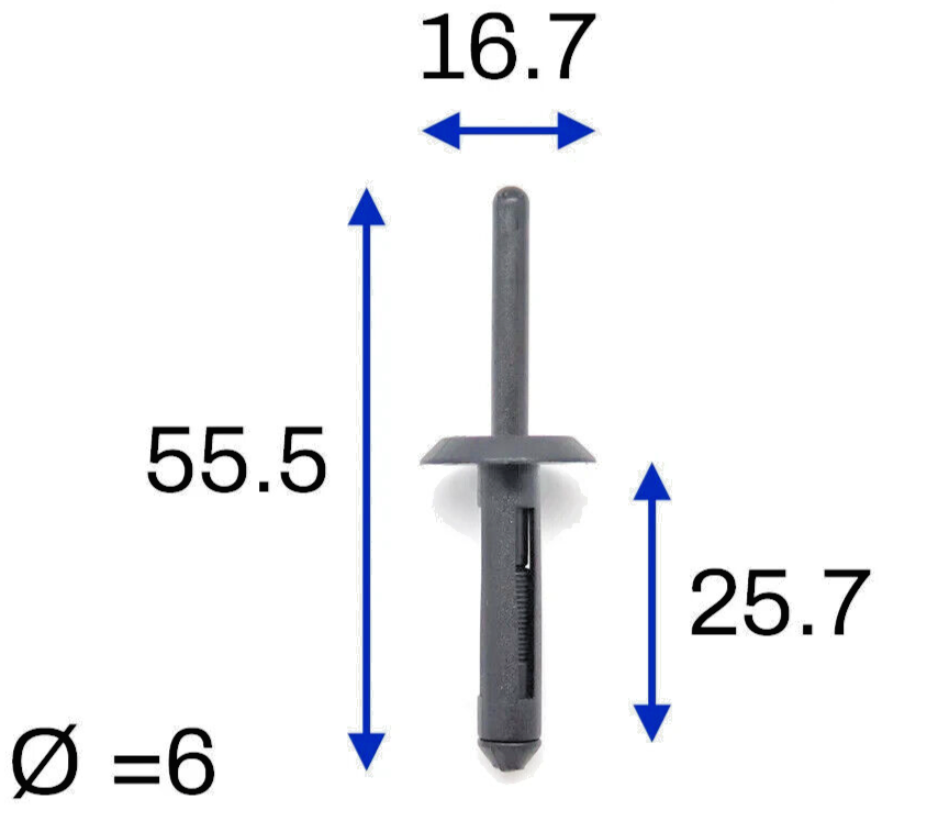 BMW X3 X5 X6 F25 E71 Wheel Arch Flare Trim Clips 07142151750 Blind Rivet 6mm x101
