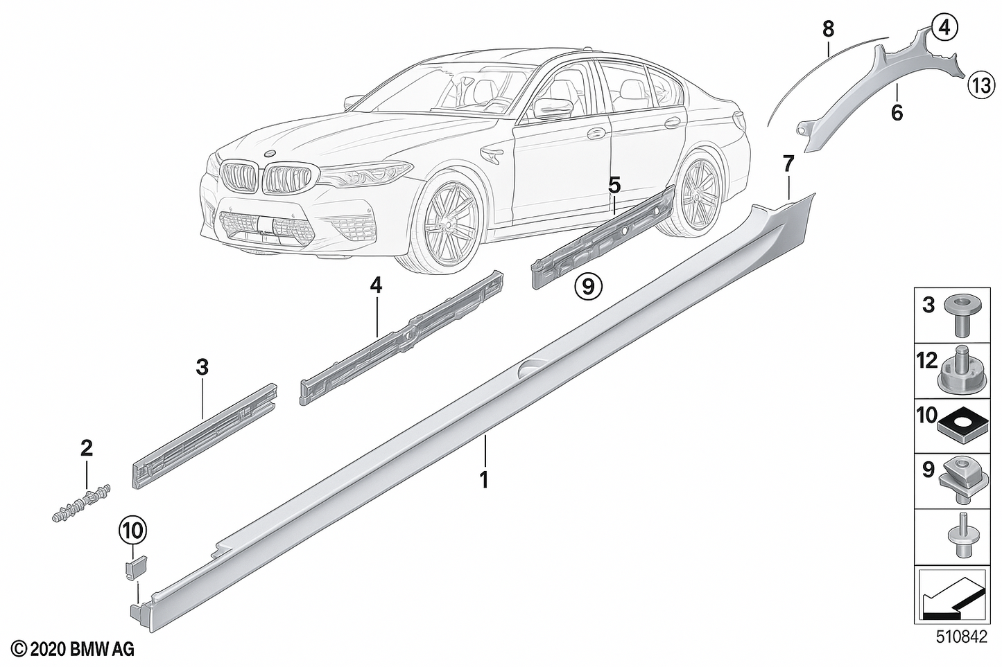 BMW Door Sill & M Sill Panel Cover - Expanding Pin Push Rivet Trim Clip - #  5x.19