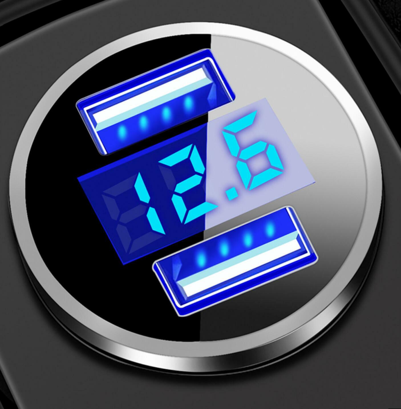 Car USB Twin Charging Point with LED Battery Voltage display Fast Charge Amber7