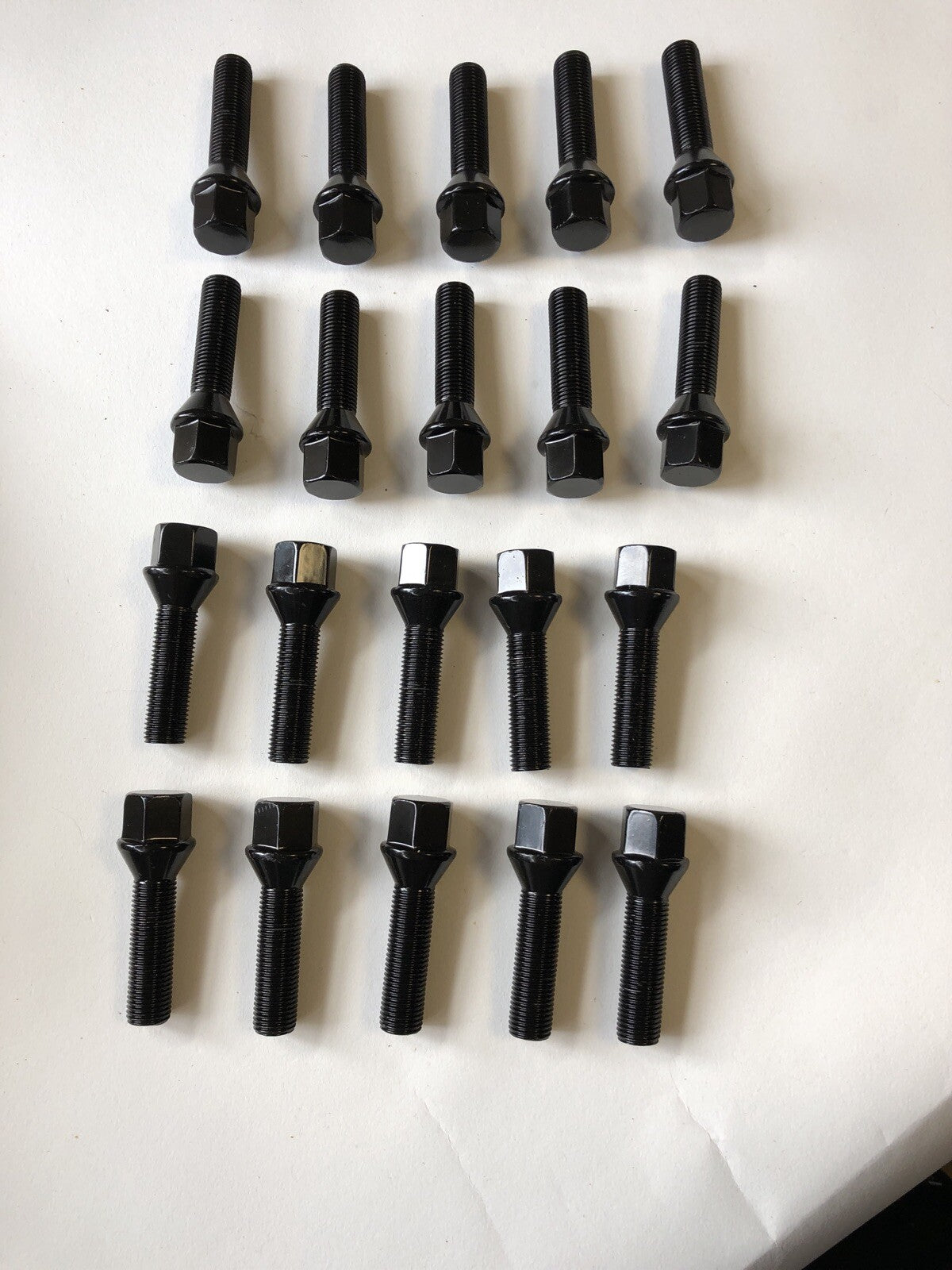 20 Black Extended Wheel Bolts 45mm Thread  M14 x 1.5 Hex Head 19mm Tapered Cone0
