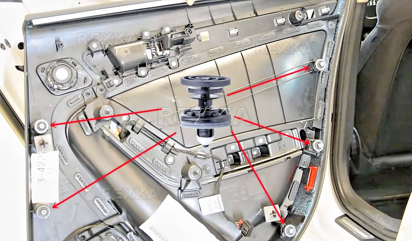 VW Interior Door Card Trim Panel Fastener Clips Sprung Head, x10 Pcs16