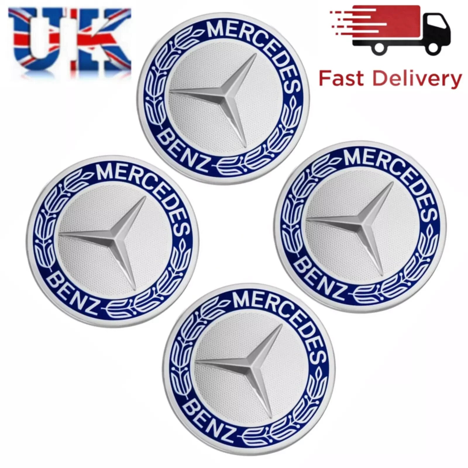 4x Mercedes Alloy Wheel Centre Hub Caps 75mm A B C E S M Class ML CLA2