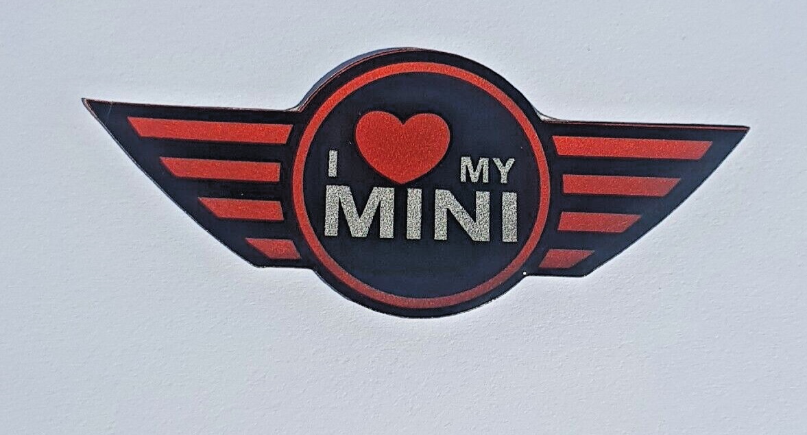 LOVE MY MINI COOPER Steering Wheel Badge Logo 3D Gel Domed Gen1 R50 R52 R53 JCW0