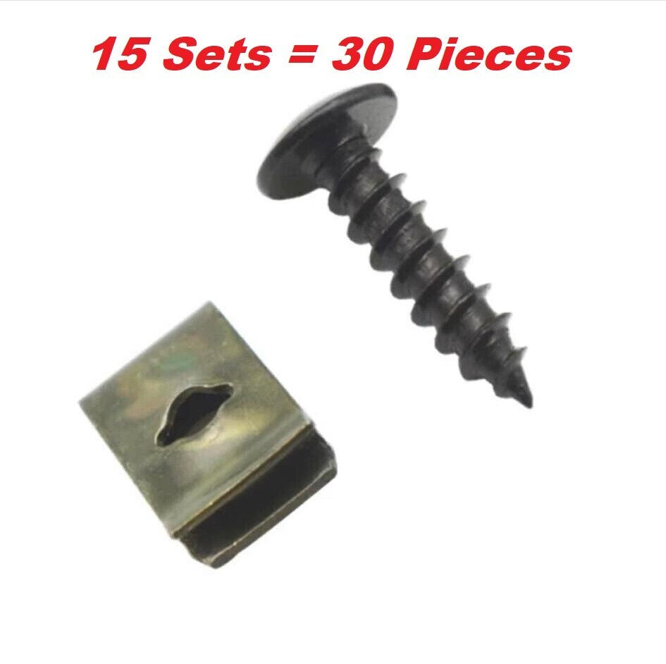 U Clip 15 Sets Bodywork Undertray Splashguard Speed Fastener Self Tapping Screws0