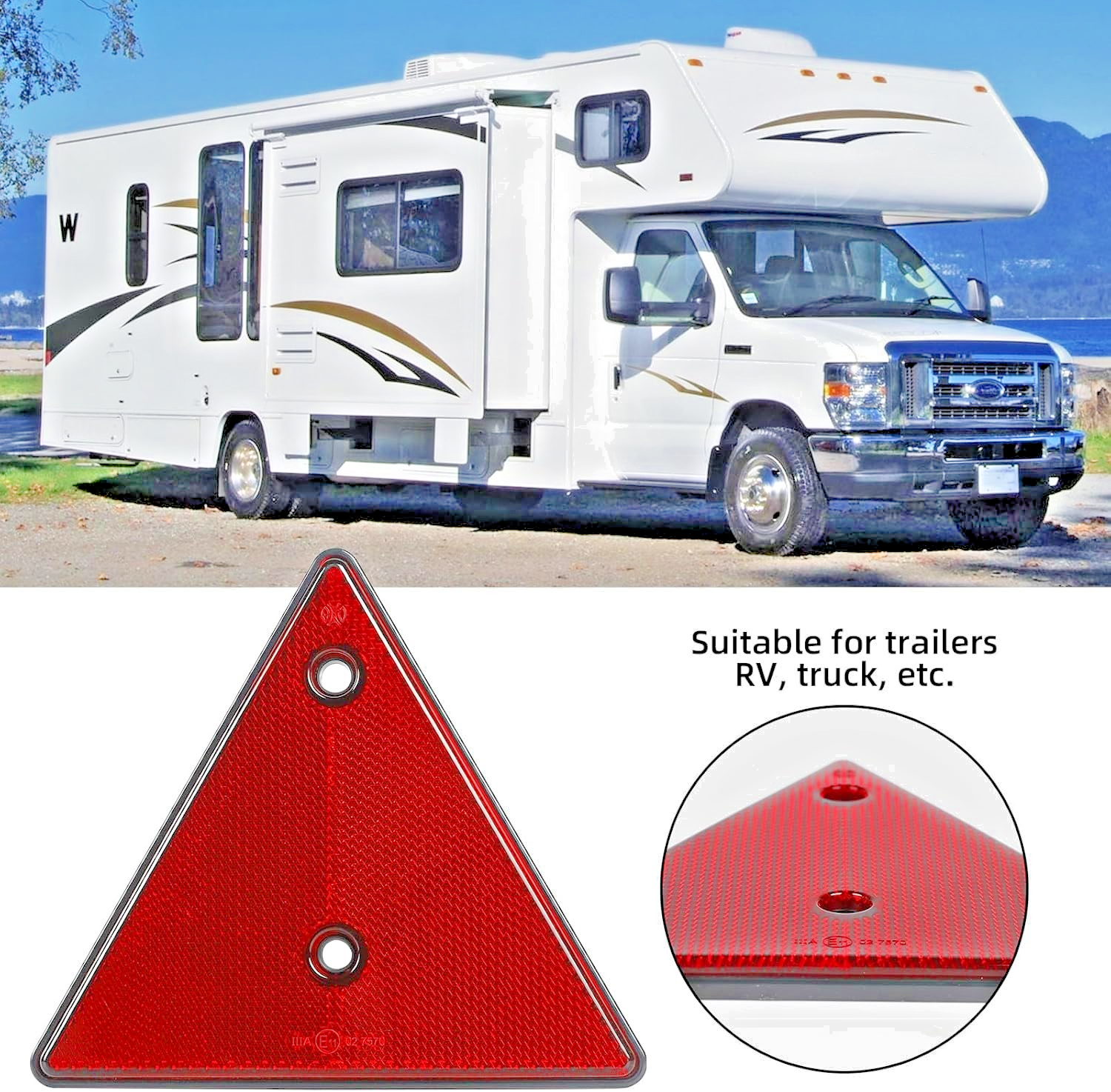 Red Triangle Safety Reflectors MOT Compliance for Cars Caravan Trailers Trucks 211