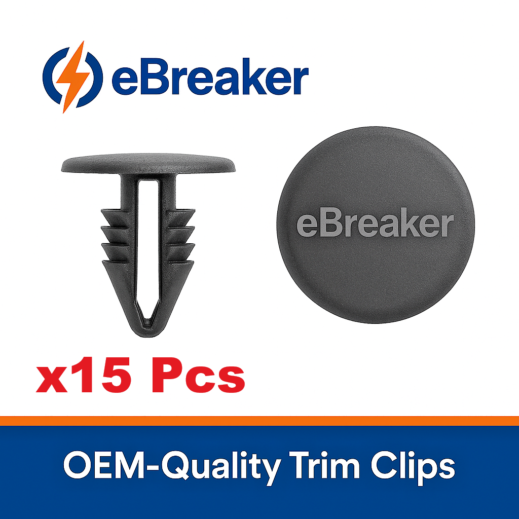 Universal Push Fit Black Button Head Interior Trim Panel Clips 4-5mm Hole, 15 Pc0