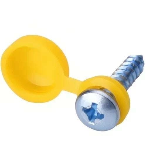 Number Plate Fitting Kit Screws Caps White Yellow Black UK Car Van Bike Set Pack5