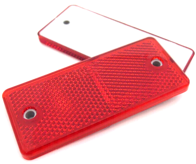 2 Red Rectangular Reflectors Screw Fit Vans Trailers Caravans Recovery Trucks1