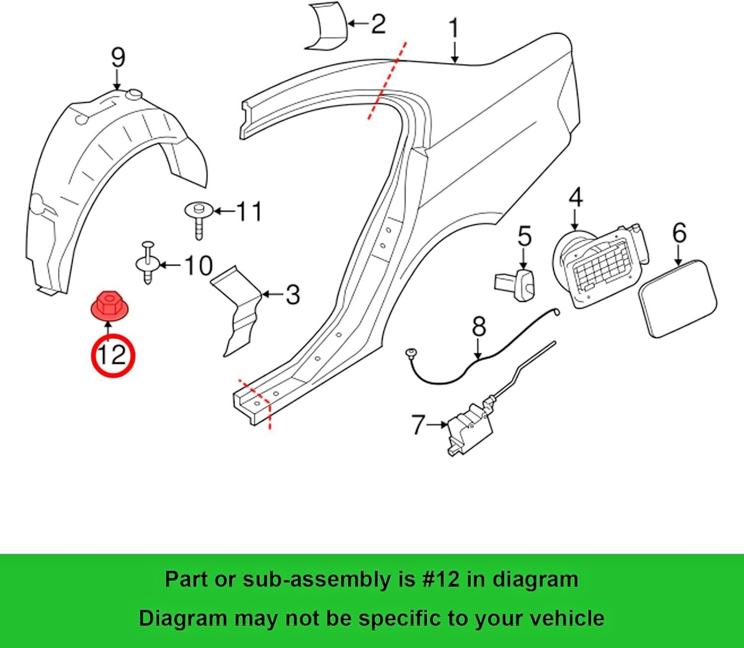 x15 BMW 10mm Hex Head Plastic Self-Threading Nut 7169847 0714716984719