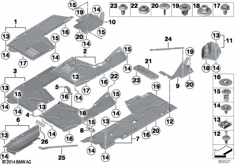 BMW Under Body Splash Guard Weather Shield Side Skirt Pin Screw Clip Pack of- 2015