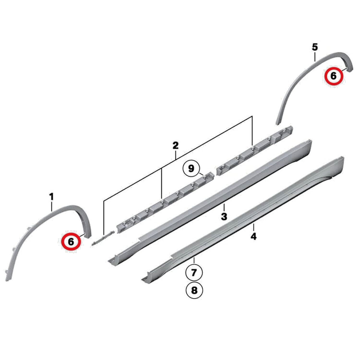 BMW X3 X5 X6 F25 E71 Wheel Arch Flare Trim Clips 07142151750 Blind Rivet 6mm X510