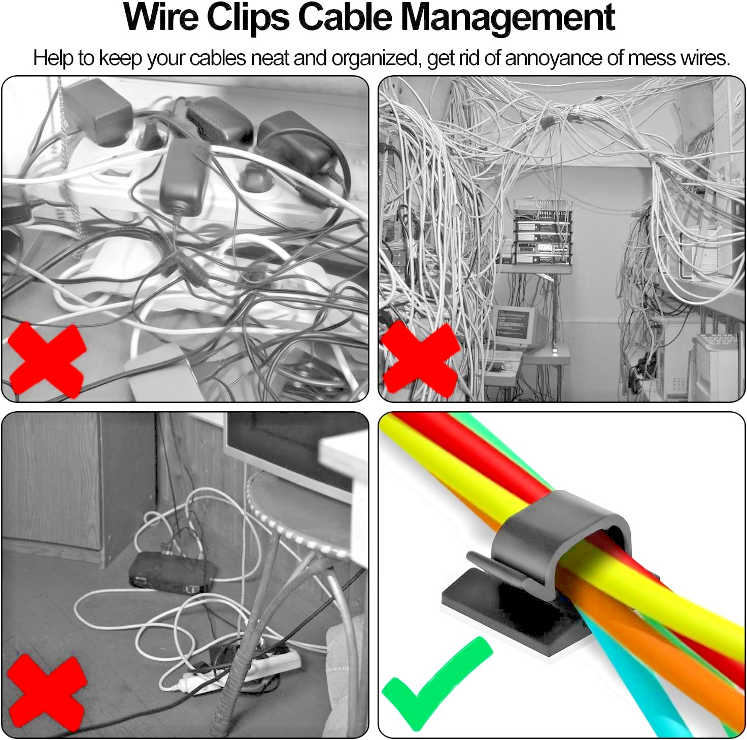 Vehicle / Household Electrical Cable and Wiring Route Sticky Back Clip Holder 104