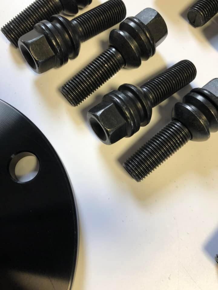 Porsche Wheel Spacers 20mm + Extended O.E Bolts Set Of 2 in Black 5x130 PSR9Line19
