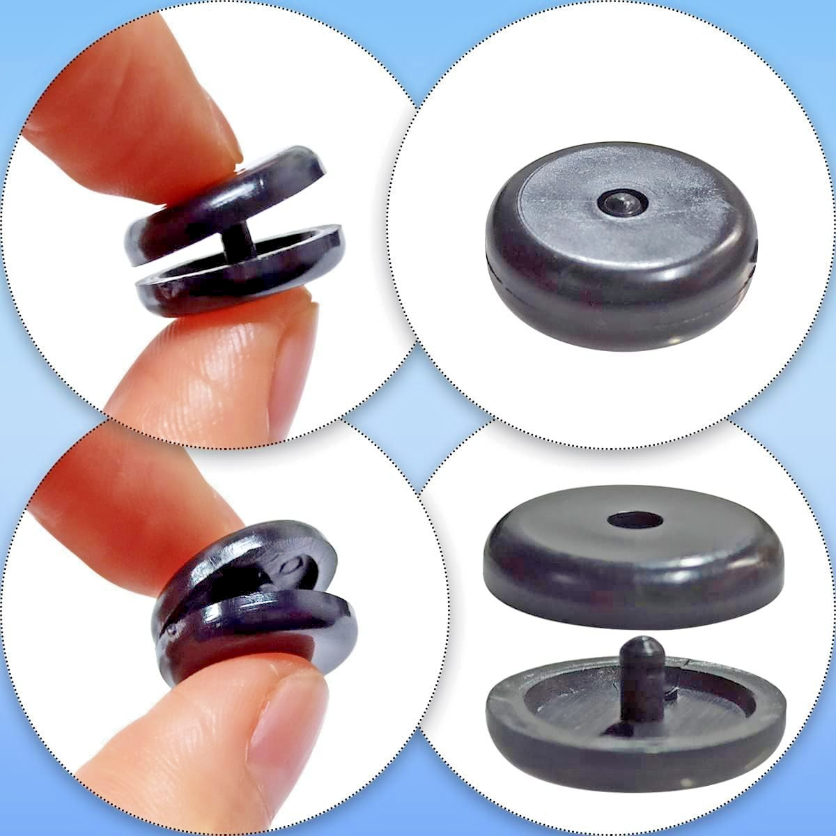 Seat Belt Buckle Stopper Black Adjuster Button Universal Fitment 5 sets = 10Pcs.6