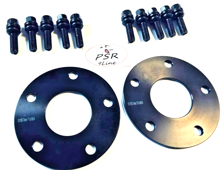 Black Porsche Wheel Spacers 15mm 5x130 Kit with Extended O.E Bolts  HubCentric12