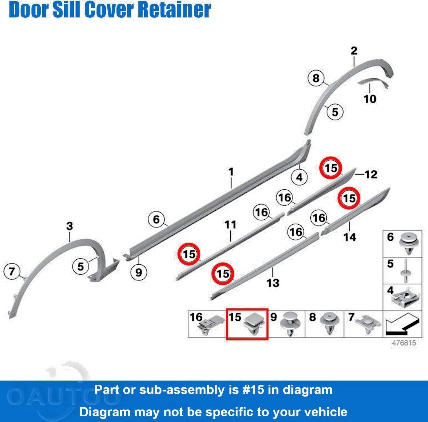 BMW Side Body Sill Moulding Strip Trim Fixing Clips for some X3 X4 7269358  15Pc5