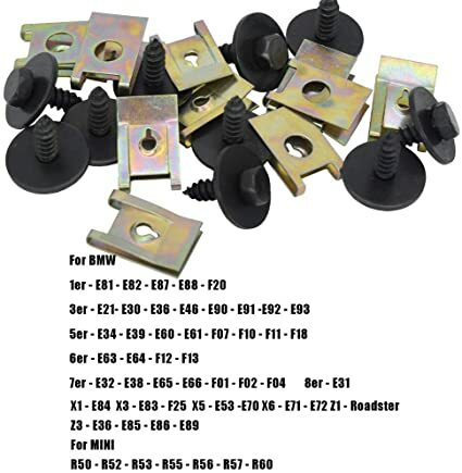 10 x Wheel Arch Cover Undertray Splashguard Screws & U CLIP for BMW3