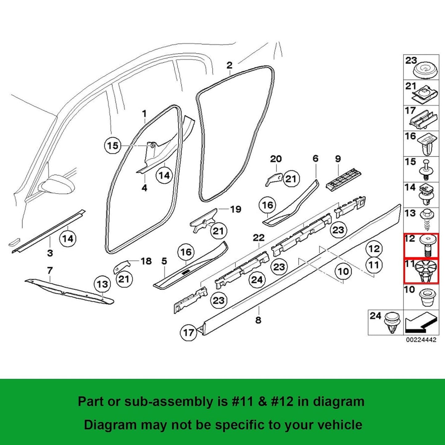 BMW Side Skirt Clips 1 2 3 4 5 6 7 8 series x3 x4 x5 x6 E F Chassis Qty of 103