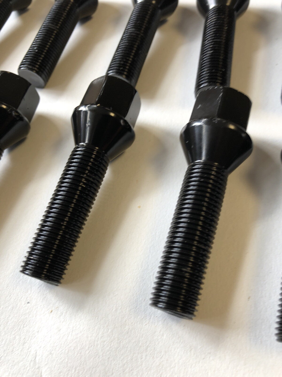 20 Black Extended Wheel Bolts 45mm Thread  M14 x 1.5 Hex Head 19mm Tapered Cone2