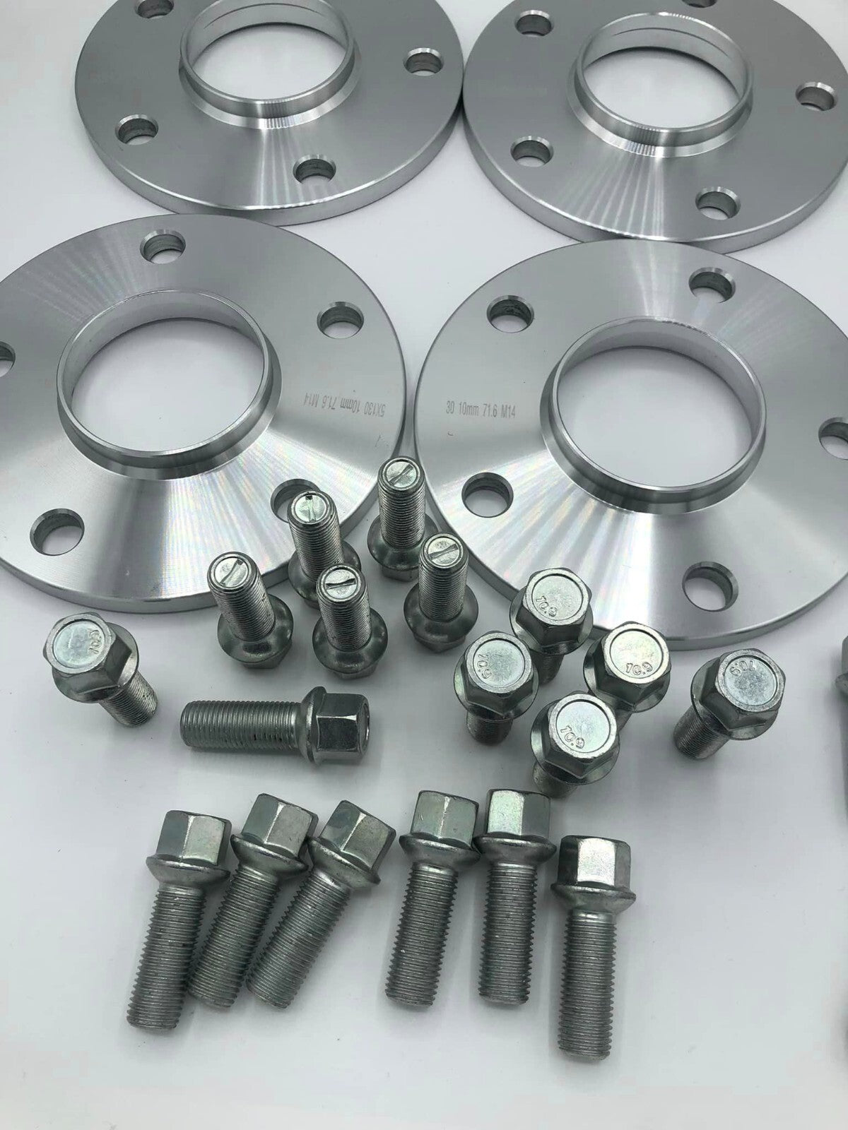 Porsche Wheel Spacers 12mm + Extended AF Bolts Set Of 4 in Silver 5x130 PSR9Line4