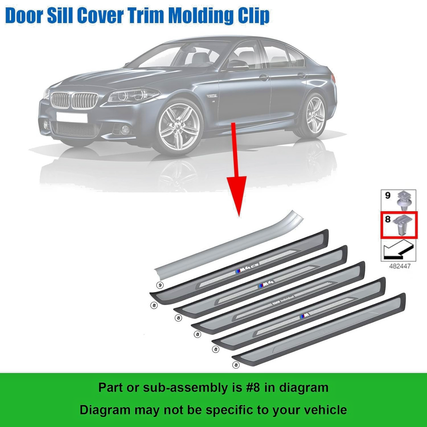 BMW DOOR SILL TRIM PANEL KICK PLATE FIXING PUSH FIT CLIP 51471840960 - Pack # x59