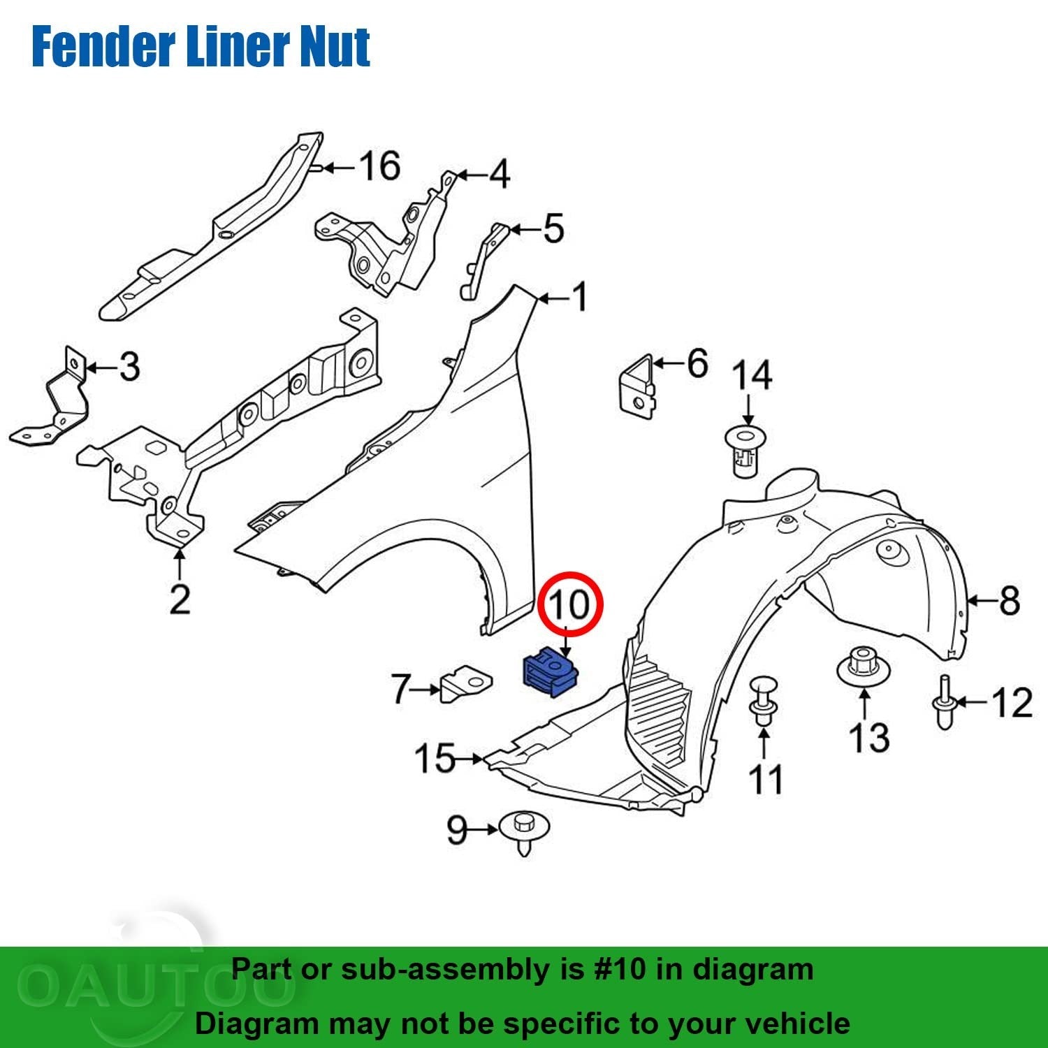 BMW C-Clip Grommet for Plastic Nut & Fixing of Trim Panels on Many Models - # 2010