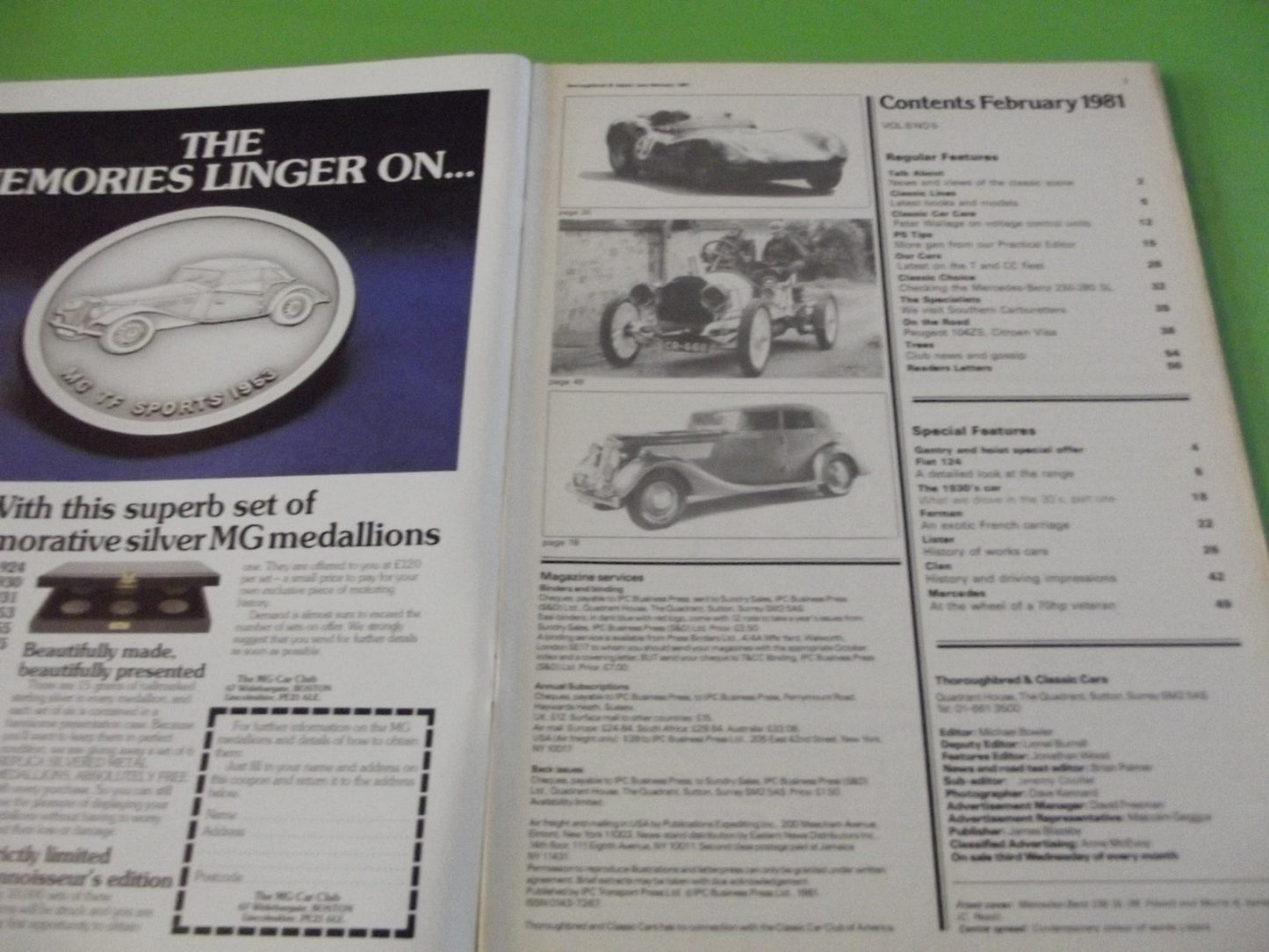 THOROUGHBRED AND CLASSIC CARS MAGAZINE FEBRUARY 1981 #C41