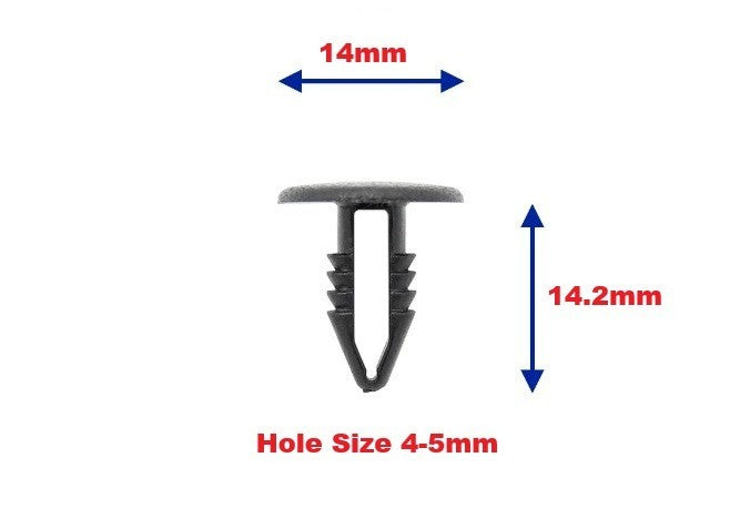 Universal Push Fit Black Button Head Interior Trim Panel Clips 4-5mm Hole 10 Pcs9