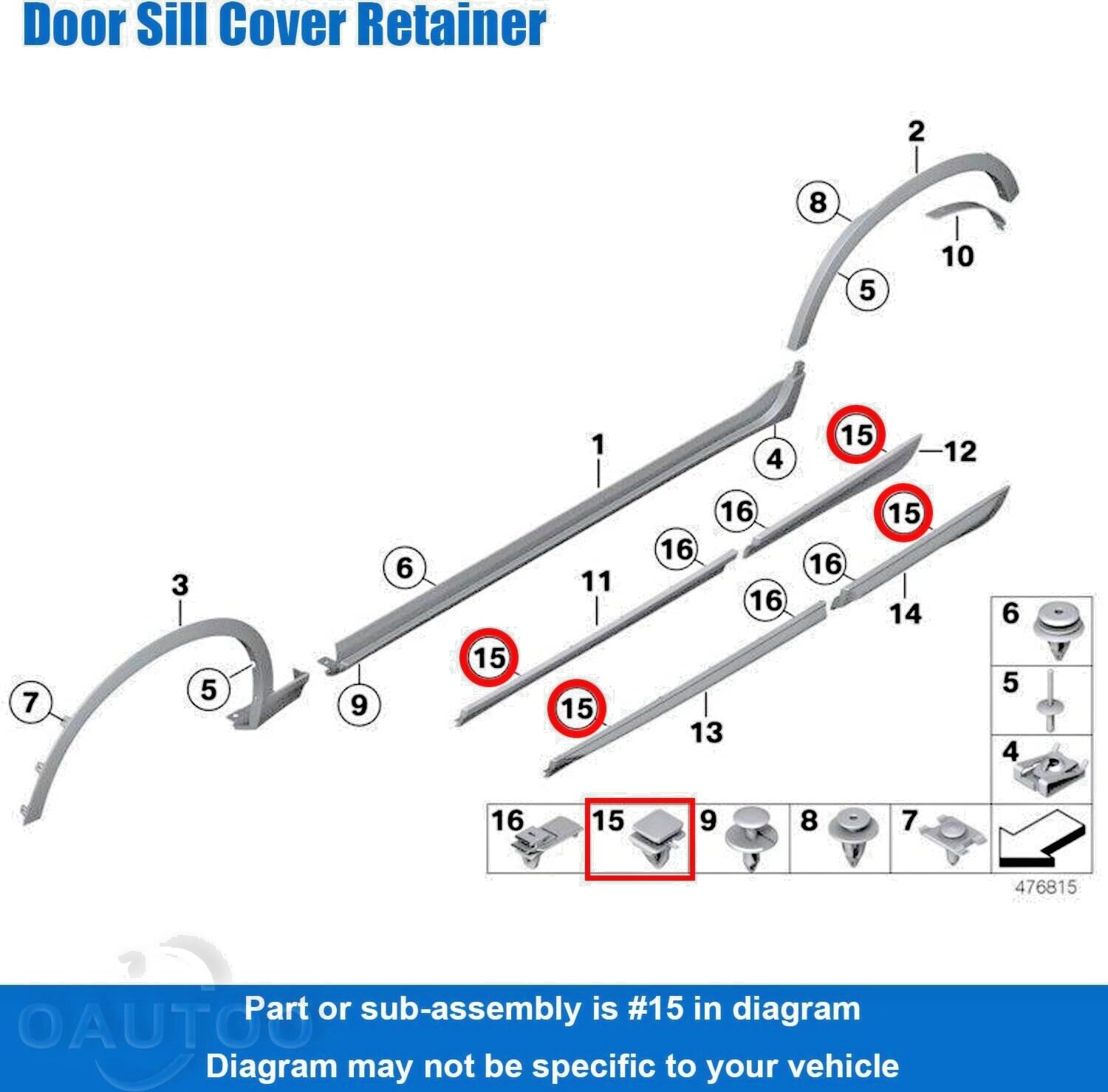 BMW Side Body Sill Moulding Strip Trim Fixing Clips for some X3 X4 7269358  10Pc5