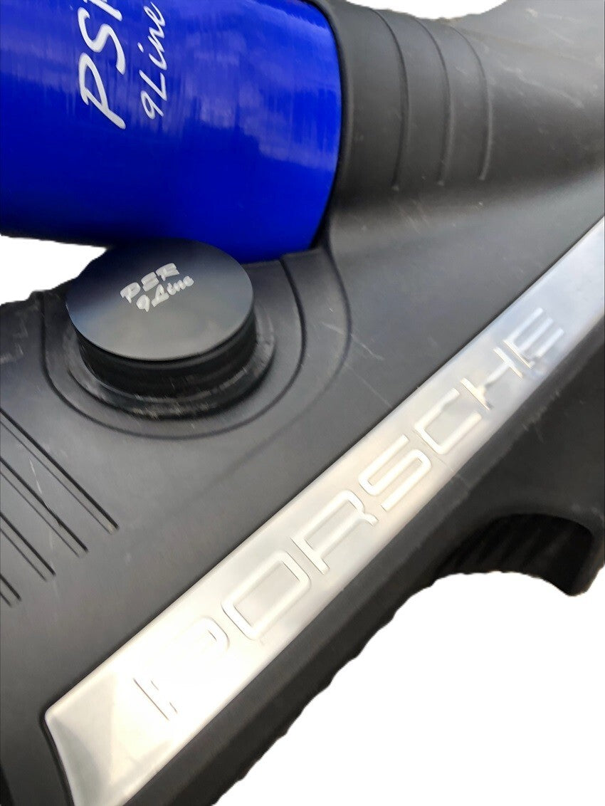 Porsche 997 Resonator Delete Air Box Modification with Blue Induction Pipe Plug2