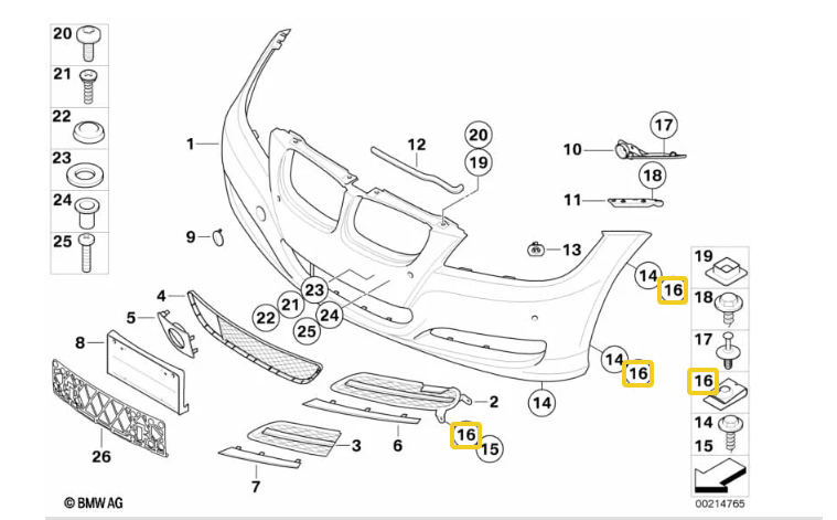 BMW Metal C Clip - Undertray Splashguard Wheel Arch Liner Bumper Trim Panels x1014