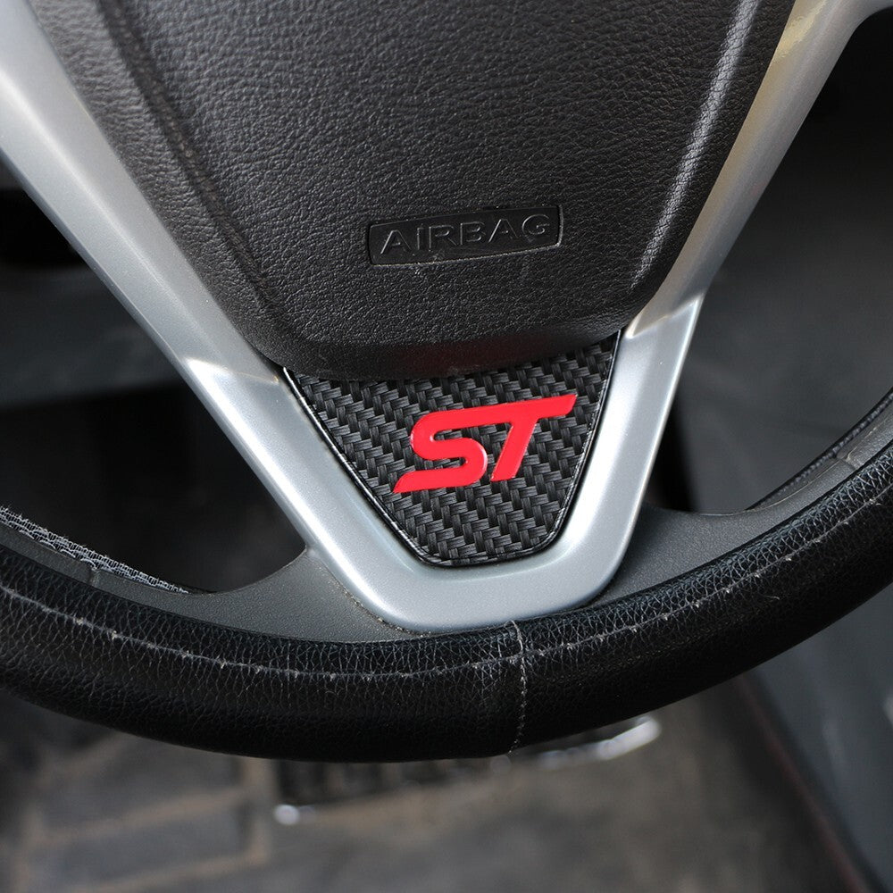 Ford Ecosport Carbon Fibre Effect Steering Wheel Badge Trim Red ST 2013 - 20176