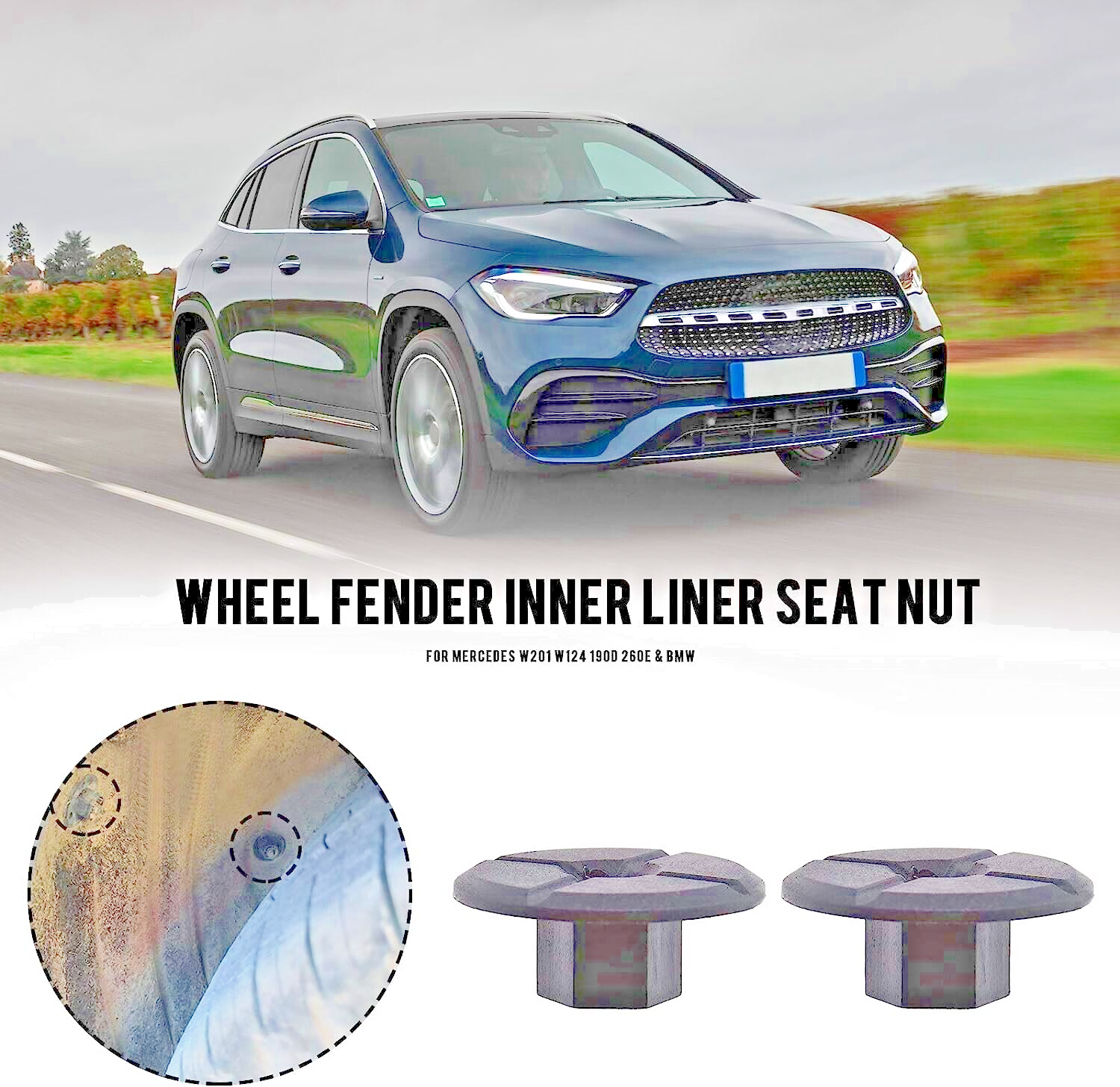 Wheel Arch Lining Mudguard Trim Fixing Nut A2109900050 Mercedes-Benz x10 W2117