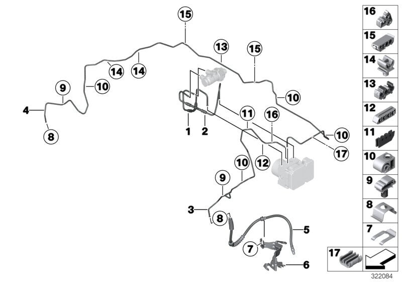 BMW Front Brake Line 1 2 3 4 F Series #34306792254 Brake Pipe Line 2010 – 202116
