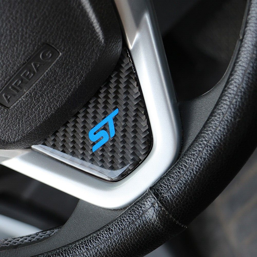 Ford Fiesta ST MK7 MK7.5 Carbon Fibre Effect Steering Wheel Badge Trim Blue ST2