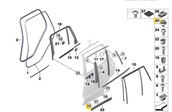 MINI Trim Panel Moulding Fastener Clip Fits 2 4 5 7 8 Series X1 X2 X3 X4 i4 - 1013