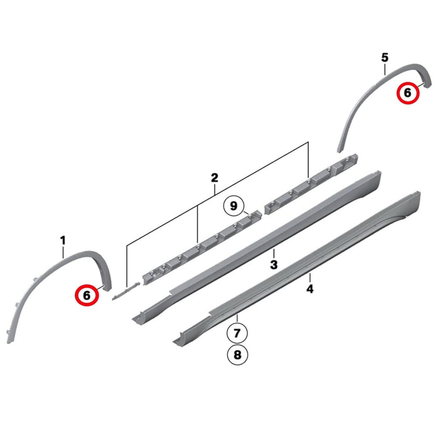 BMW X3 X5 X6 F25 E71 Wheel Arch Flare Trim Clips 07142151750 Blind Rivet 6mm x1510
