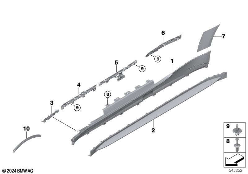 BMW Door Sill & M Sill Panel Cover - Expanding Pin Push Rivet Trim Clip - #  5xp3