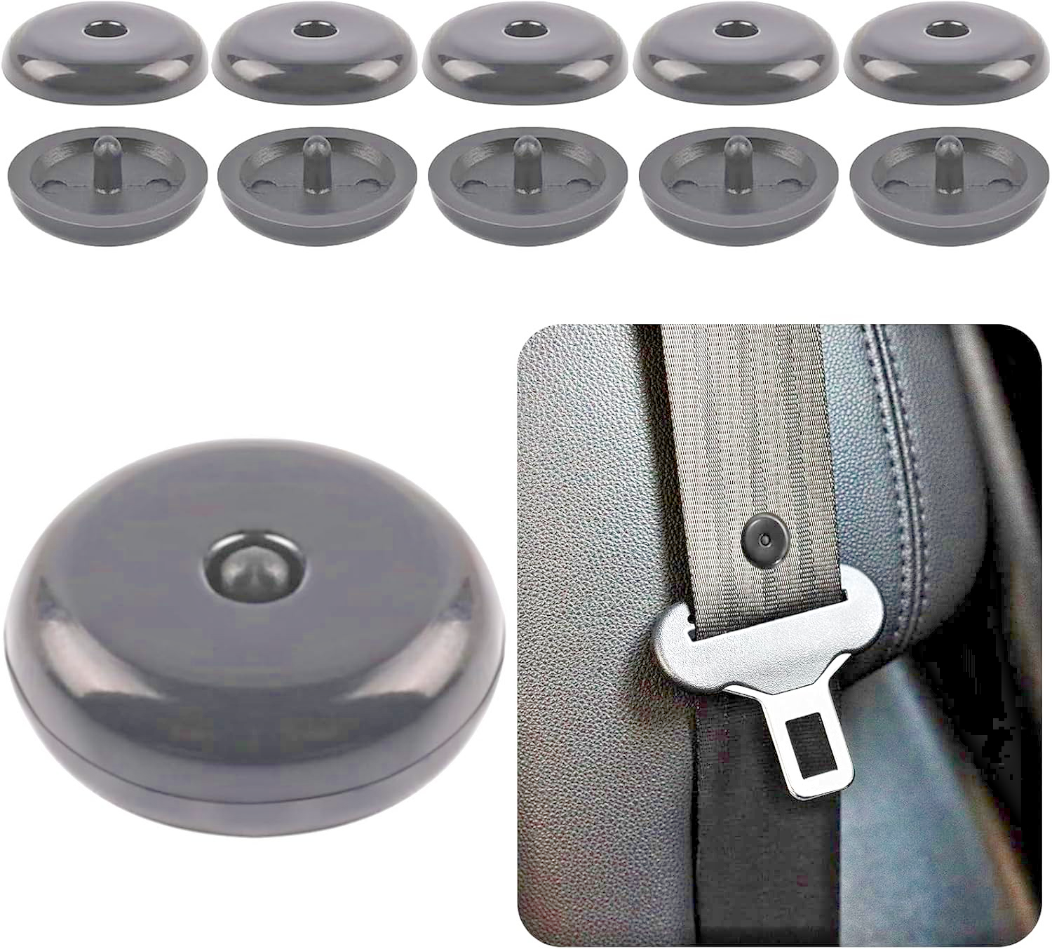 Seat Belt Buckle Stopper 10pcs Black Universal Car Safety Adjuster Clips, 5 Sets14
