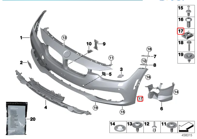BMW C-Clip Sheet Metal Nut Clamp 1 3 4 5 6 7 SERIES 15x PCS 5171706577316