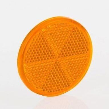 Amber Stick-on 60mm Round Circular Trailer Caravan Reflectors 2x Self-Adhesive 1